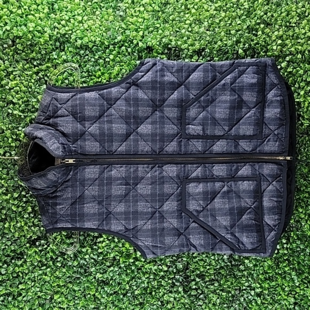 JCrew Womens Quilted Herringbone Down&Feather Filled ZipUp Vest Grey/Black Sz S